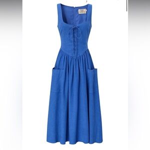 NWT Fashion Brand Company French Blue Farm Chores Midi Linen Dress